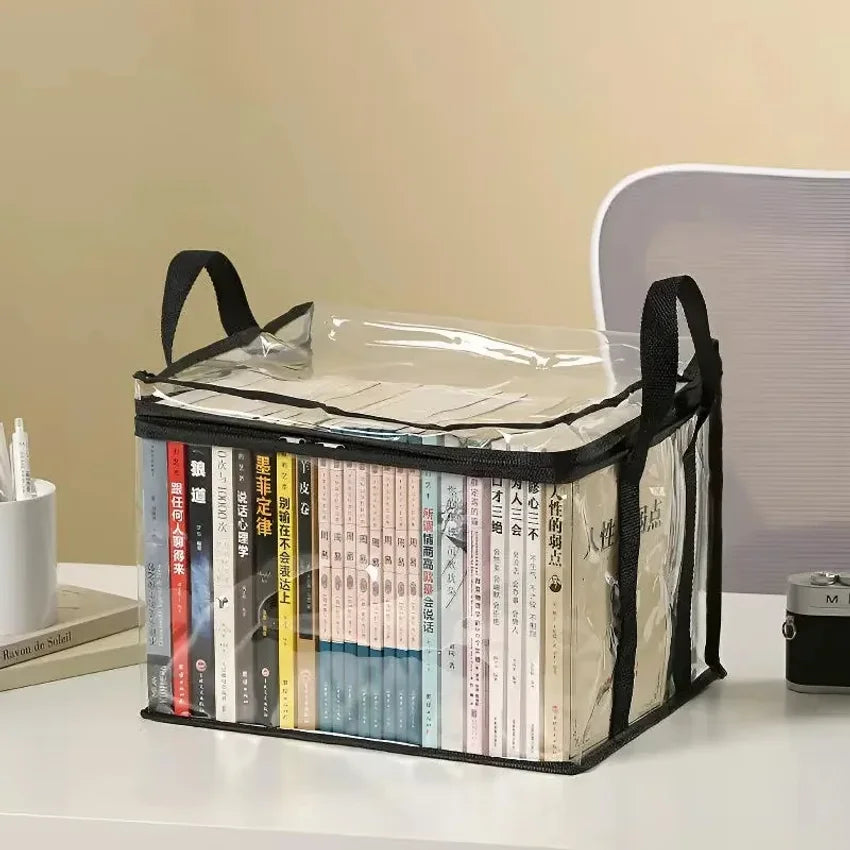 Foldable Transparent Book Storage Box – Waterproof Organizer