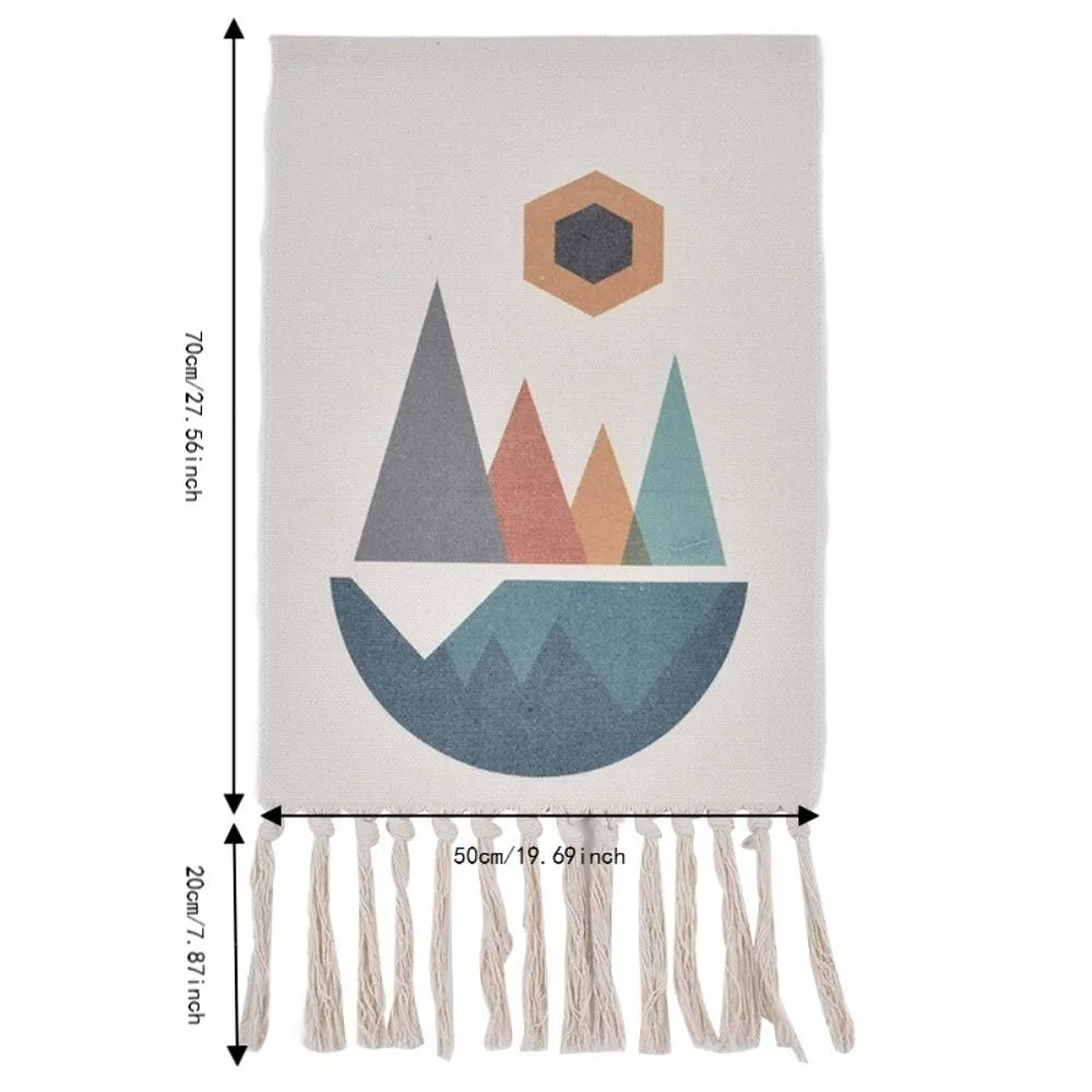 Boho Macrame Wall Hanging Tapestry 27in Tassel Linen Décor