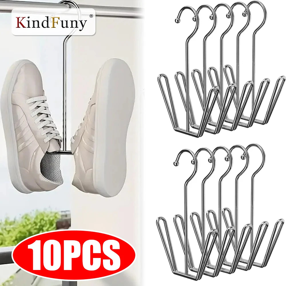Stainless Steel Hanging Shoe Rack Double Hook – Space-Saving