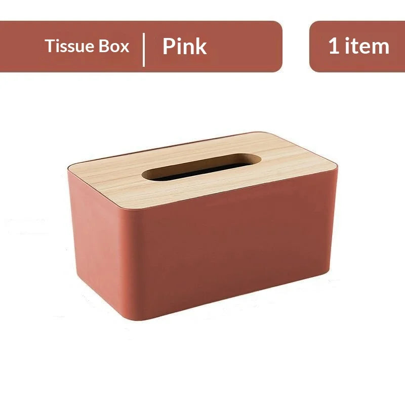 Wooden Lid Tissue Box Waterproof Desktop Napkin Holder