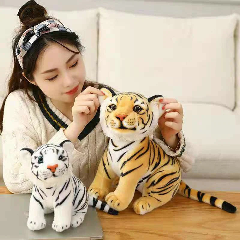 Lifelike White Tiger Stuffed Animal Plush Toy 23–33cm Gift