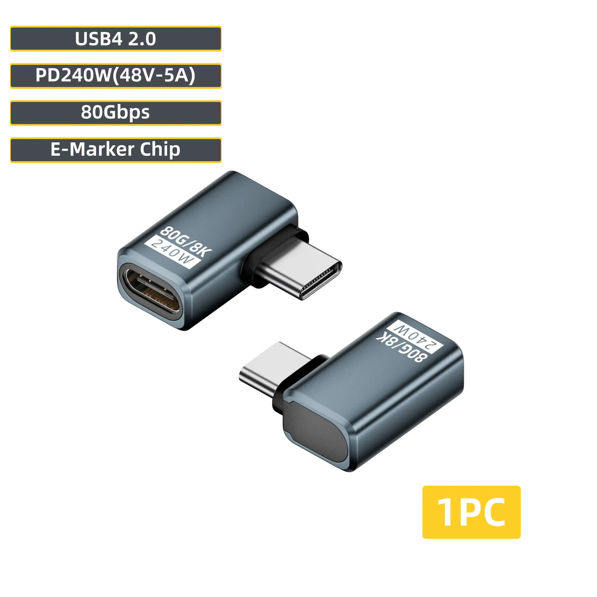 USB4 2.0 USB-C Adapter 240W 80Gbps 8K@60Hz for MacBook