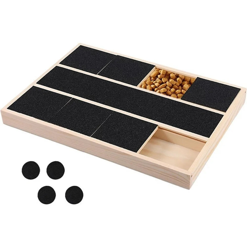 Wooden Dog Nail Scratch Board with Pull-Out Snack Box