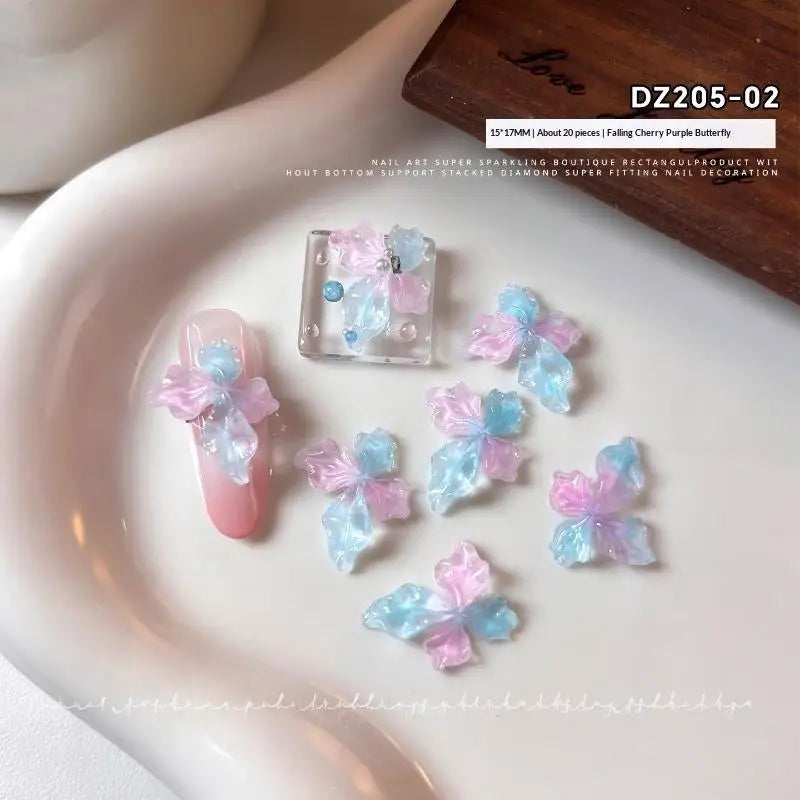 20Pcs 3D Ice Crystal Flower Nail Charms DIY Nail Art Decor