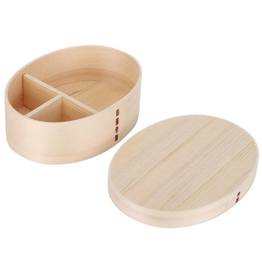 3-Compartment Wooden Bento Box – Eco-Friendly 1000ml Lunch Box