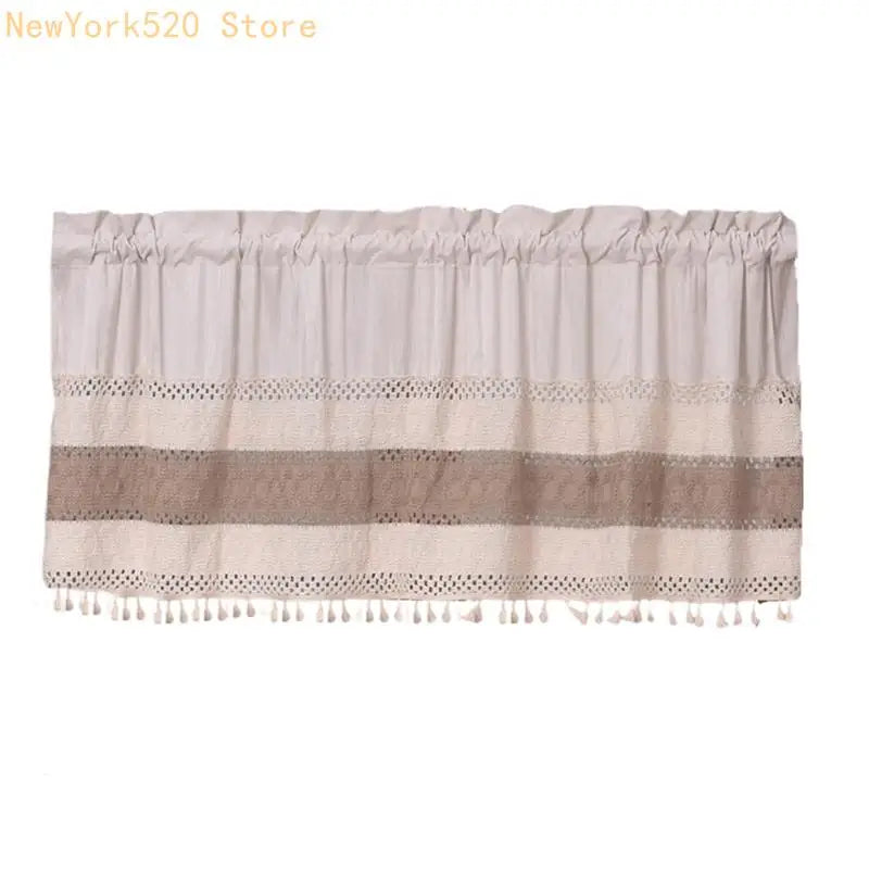 Rod Pocket Short Curtain Earth Tone Light Filtering Polyester
