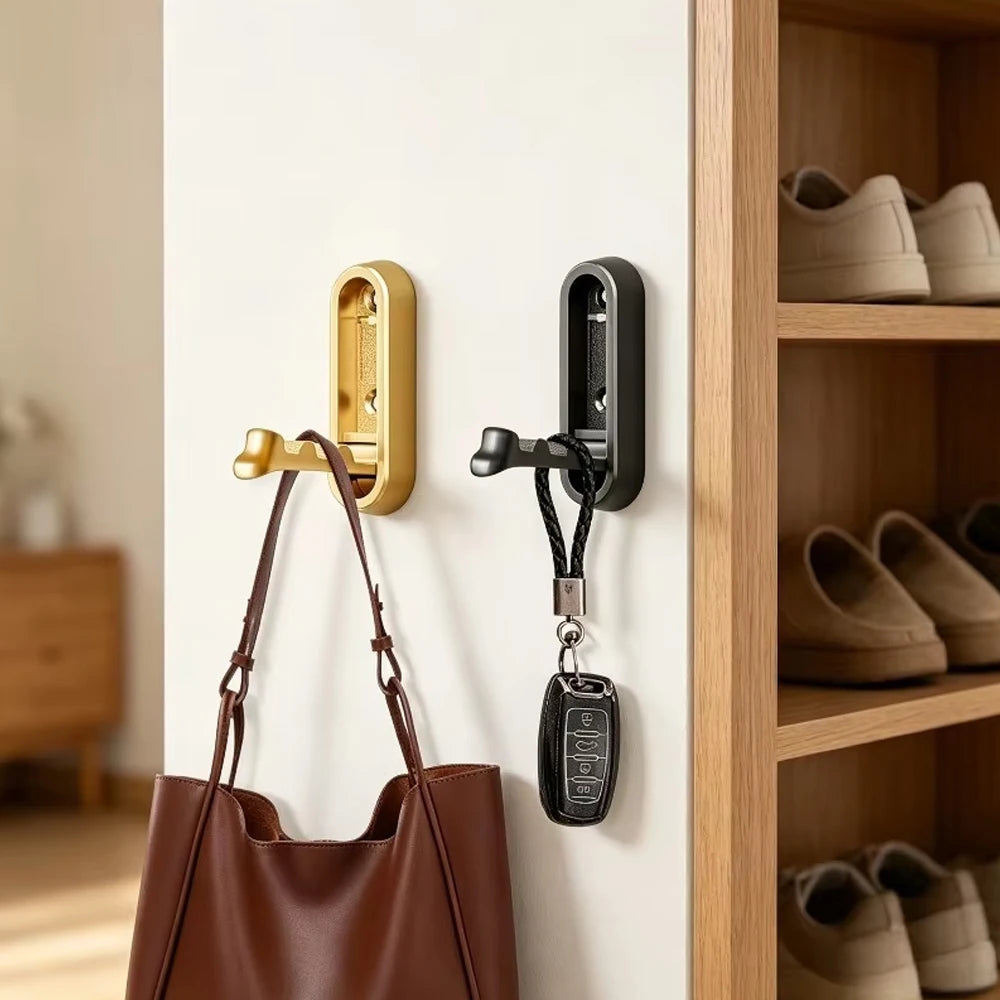 Foldable Wall Hooks Heavy-Duty Zinc Alloy Coat Rack | Black