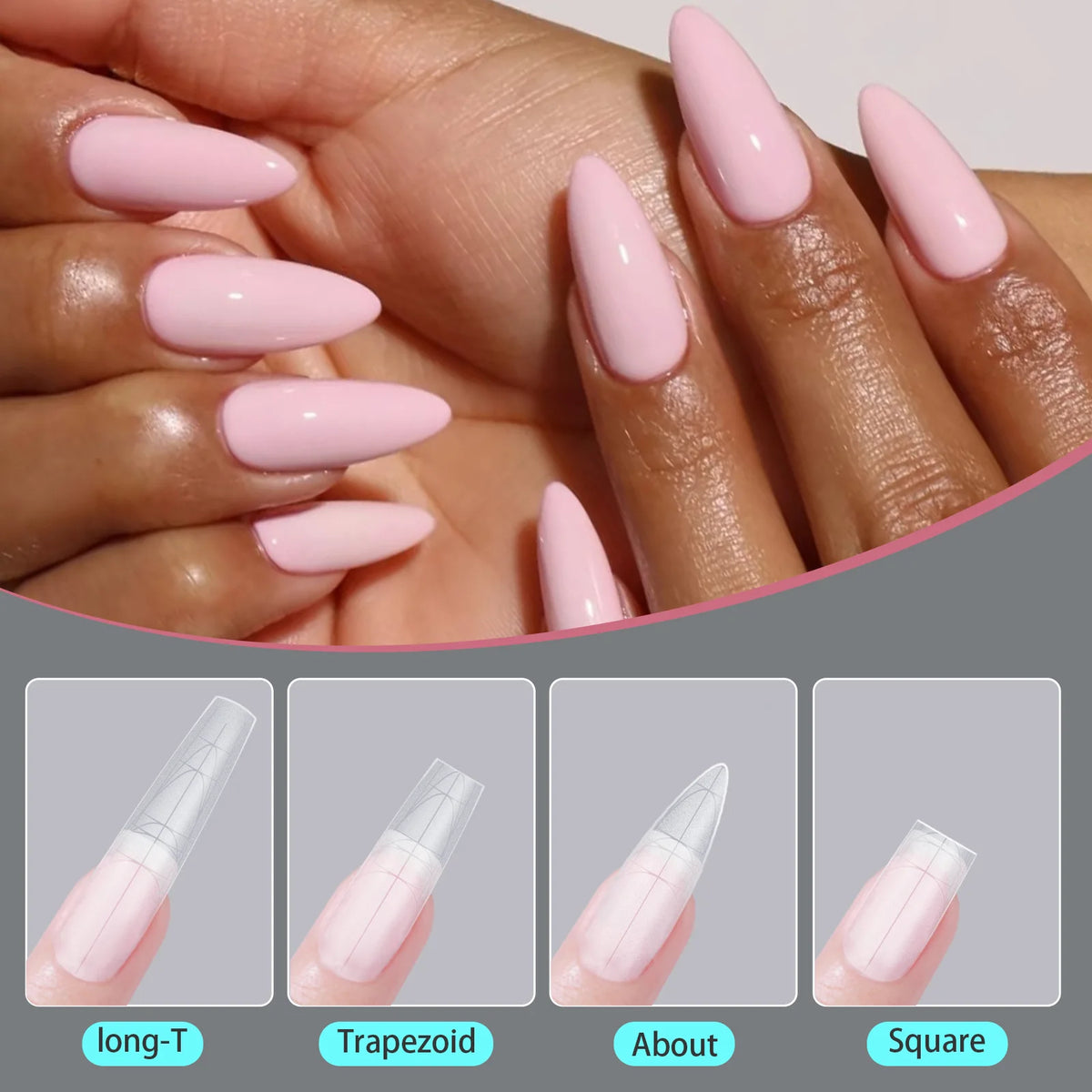 240pcs Long Ballerina Press On Nails – Matte Gel Full Cover Tips