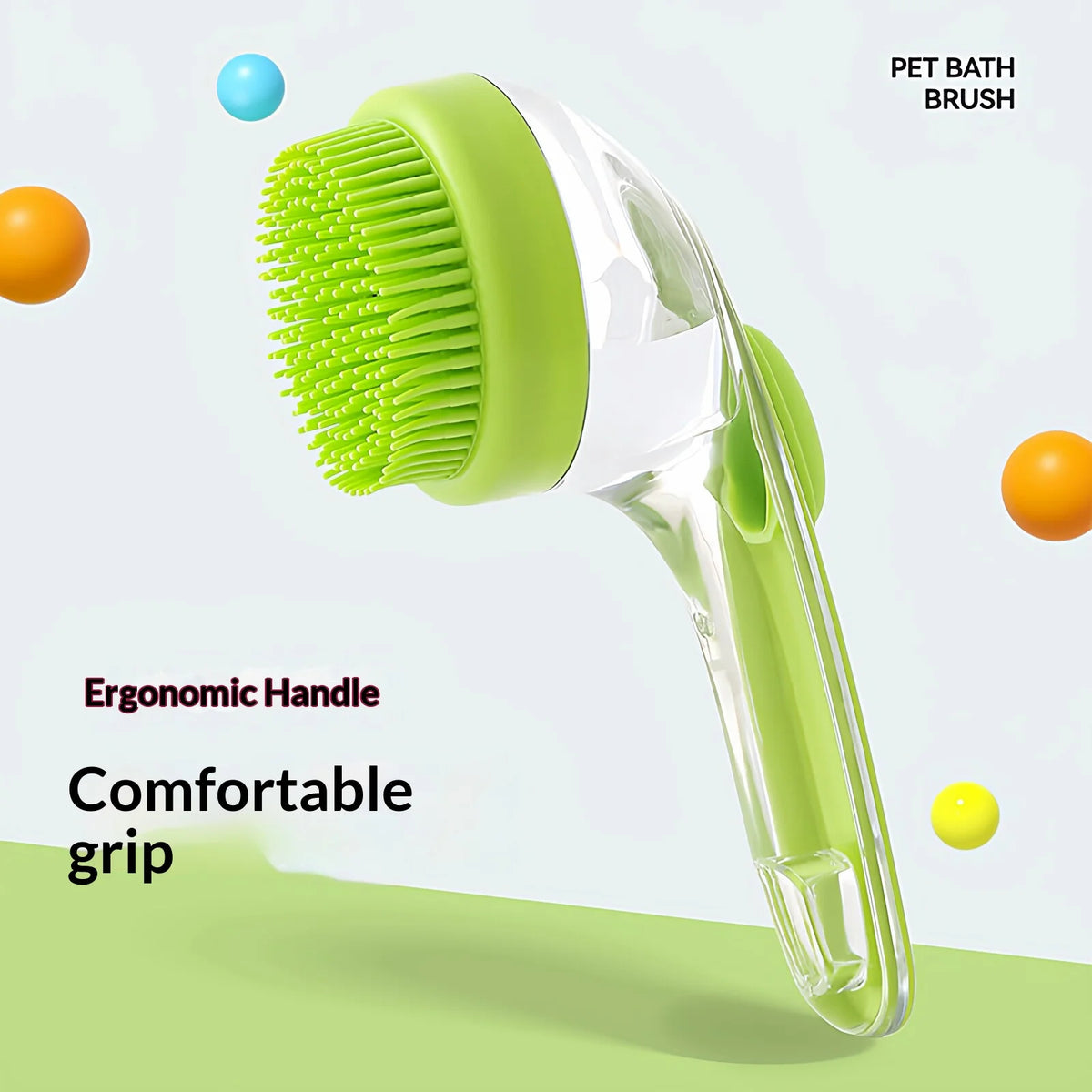 Pet Bath Brush with Shampoo Dispenser – Silicone Grooming Comb