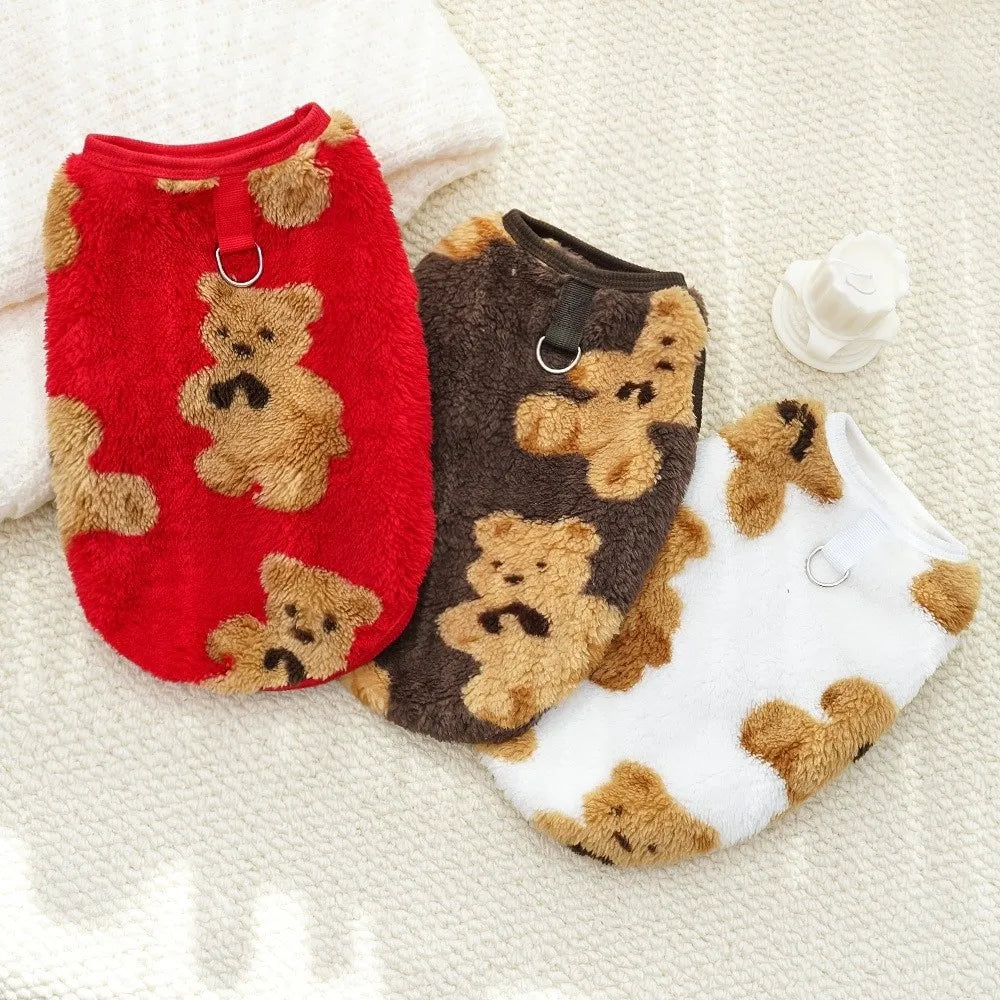 Winter Fleece Dog Vest Bear Pattern XS–9XL | Pet Sweater