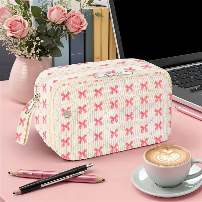 Cute Corduroy Pencil Case for Girls – Large Zippered Pouch