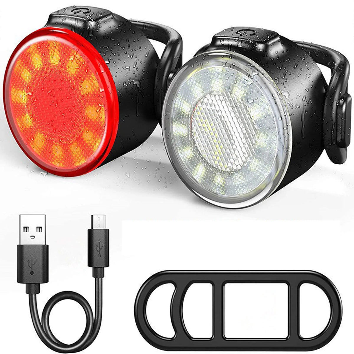 USB Rechargeable Front & Rear Bike Light Set – 6 LED Modes