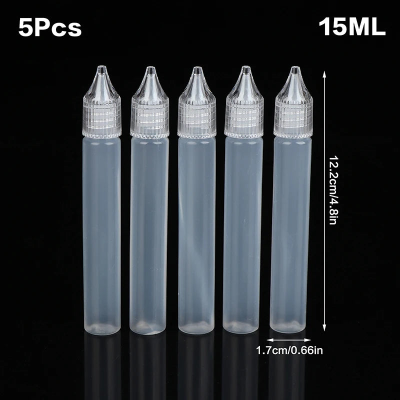 5-Pack Refillable Dropper Bottles 10–50ml Pen Shape Precision Tip