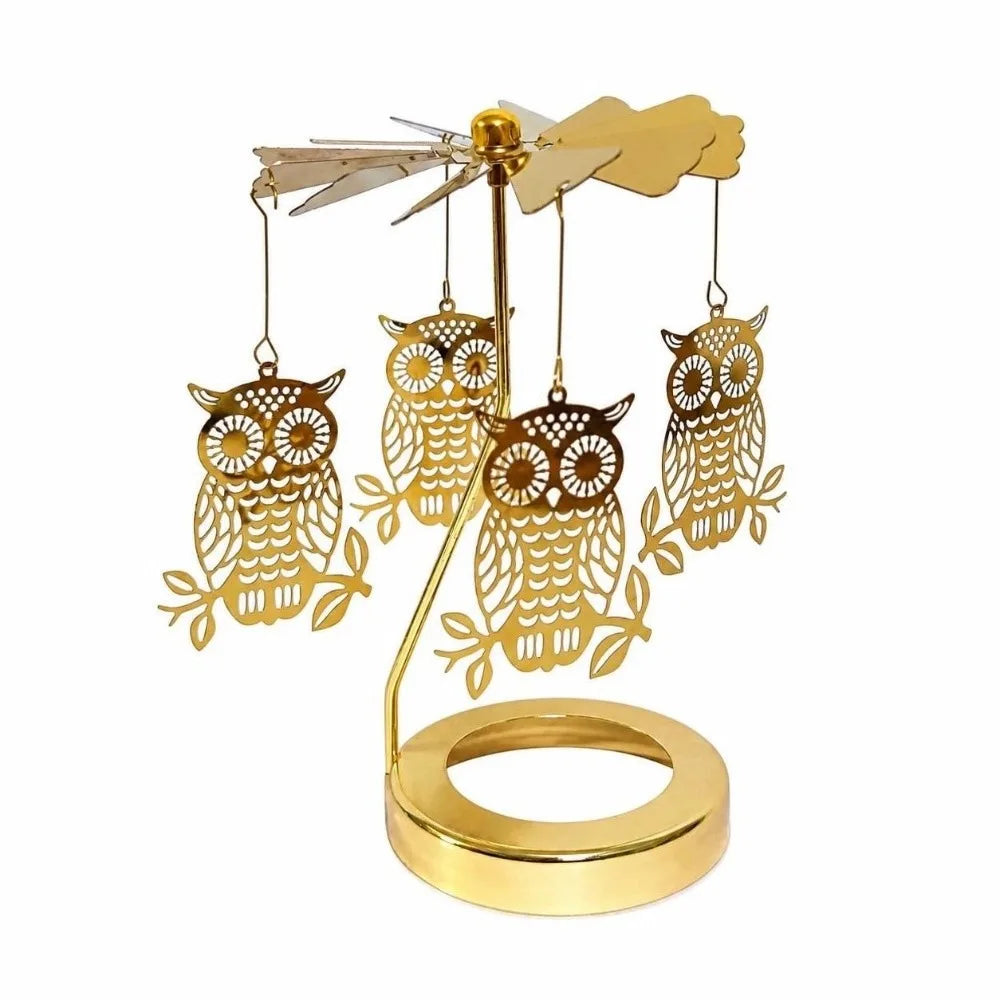 Gold Metal Rotating Candle Holder Carousel Spinner Topper