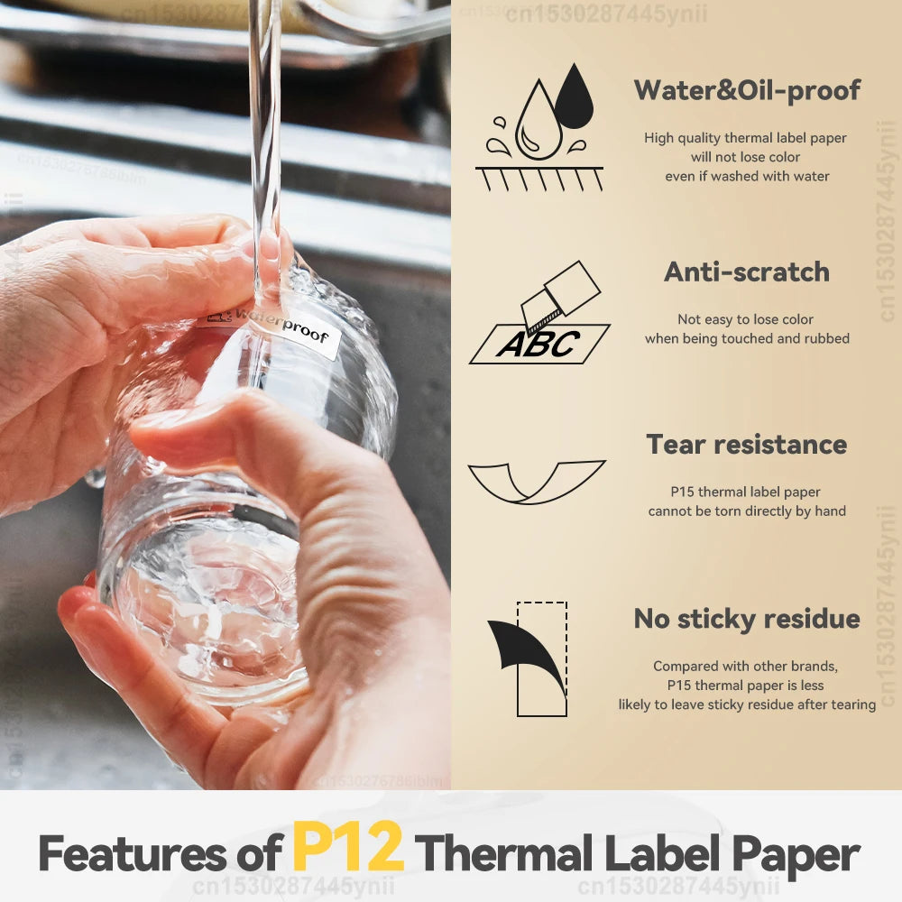 P12 Thermal Label Paper 15mm×7m – 5/10 Pack | Marklife Compatible
