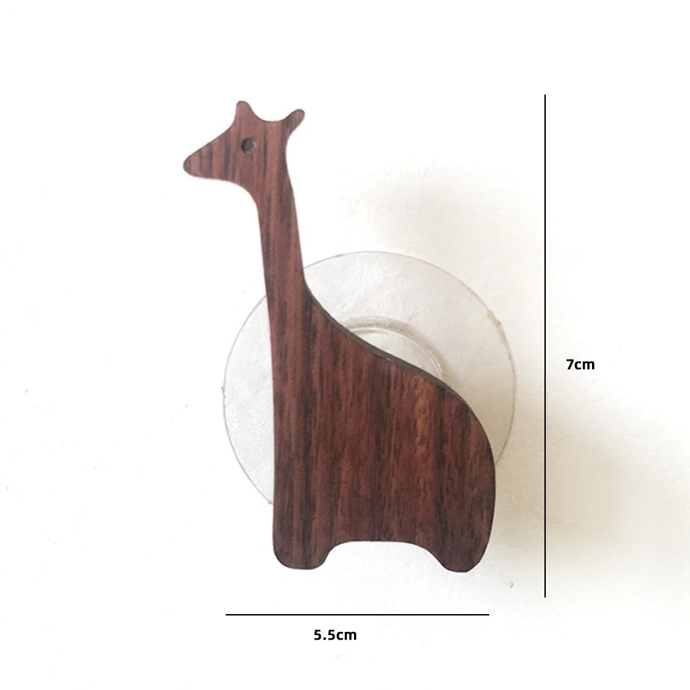 Walnut Wood Animal Wall Hooks – Kids Room Coat & Key Hanger