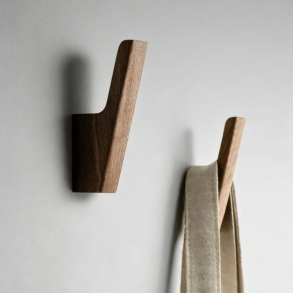 VIBE Walnut Wood Wall Hooks – Coat Rack & Key Holder