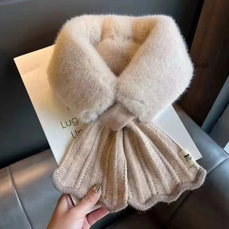 Women's Winter Plush Faux Rabbit Fur Neck Warmer Scarf