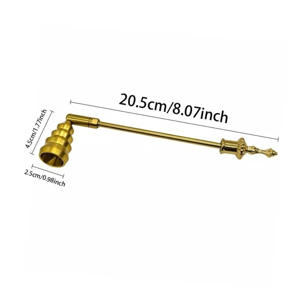 Bell-Shaped Gold Metal Candle Snuffer – Long Handle Elegant