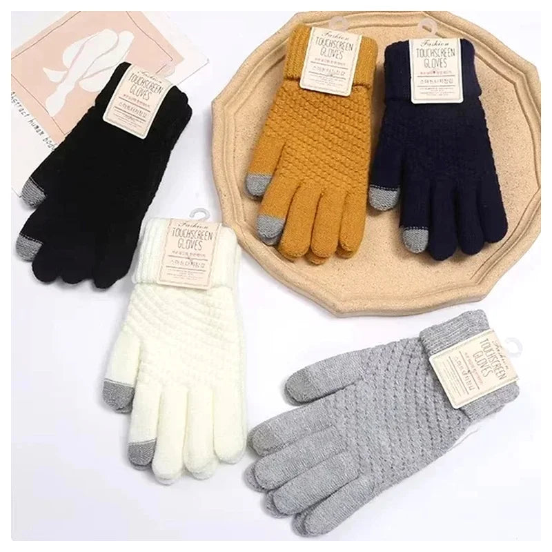 Stretch Knit Winter Gloves Windproof Warm Full Finger Unisex