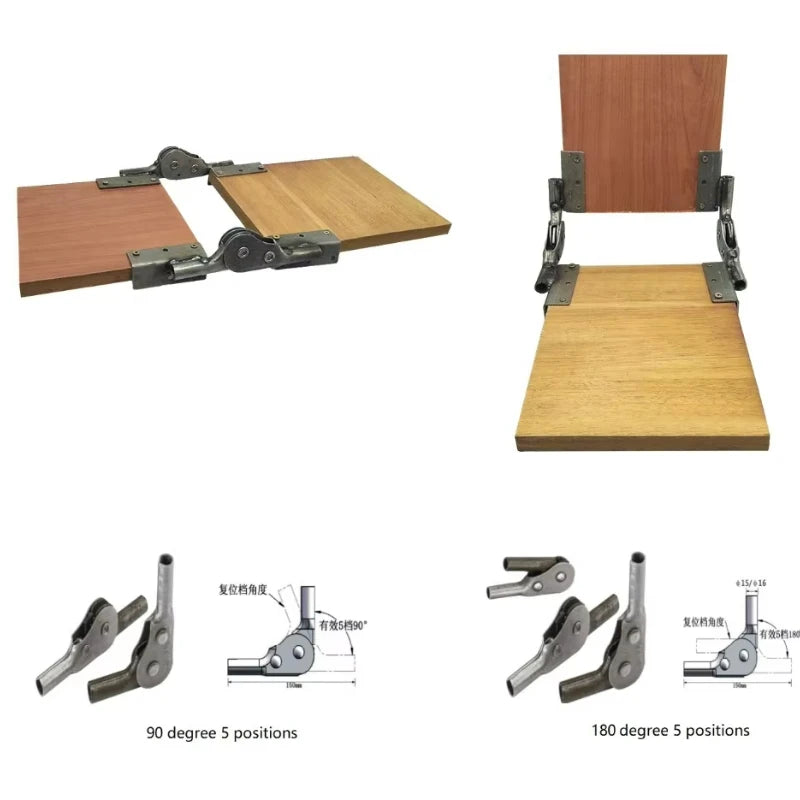 5-Position Ratchet Sofa Hinge Pair – Folding Chair Armrest Hinge
