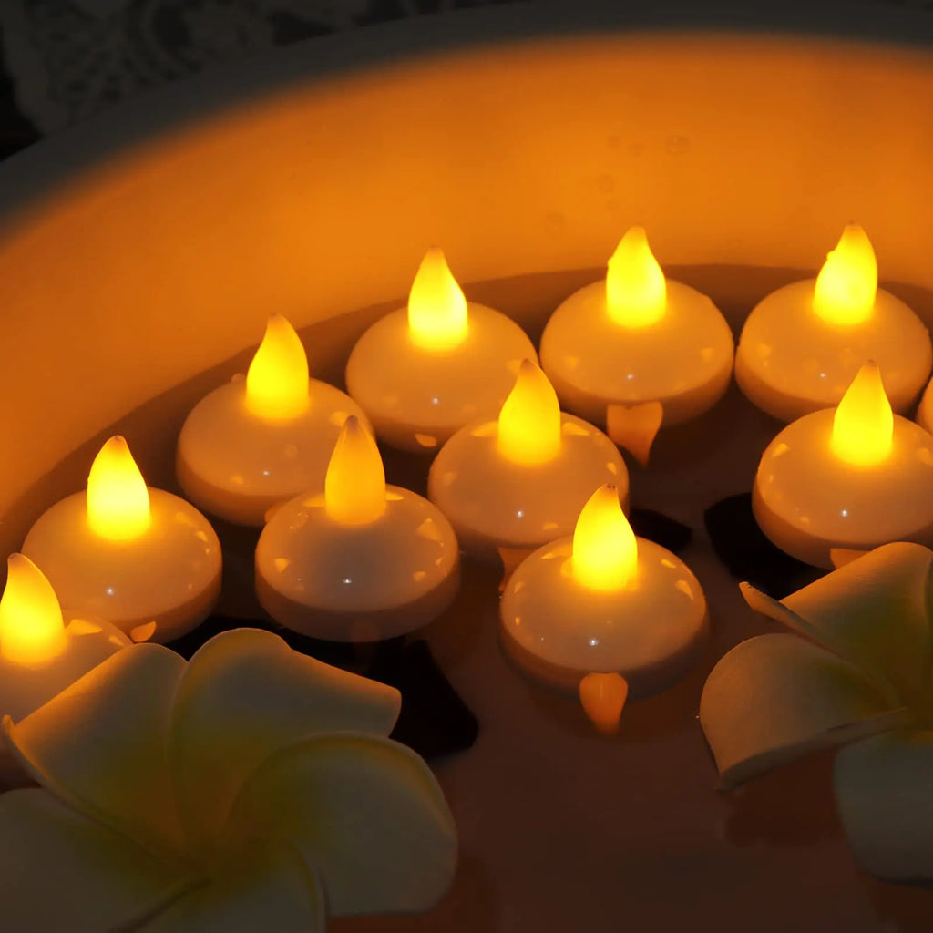 Flameless Floating LED Tealights – Waterproof 12-Pack, 100H