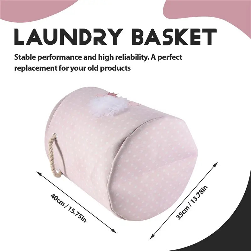 Pink Swan Drawstring Laundry Basket Large 35×40cm Organizer