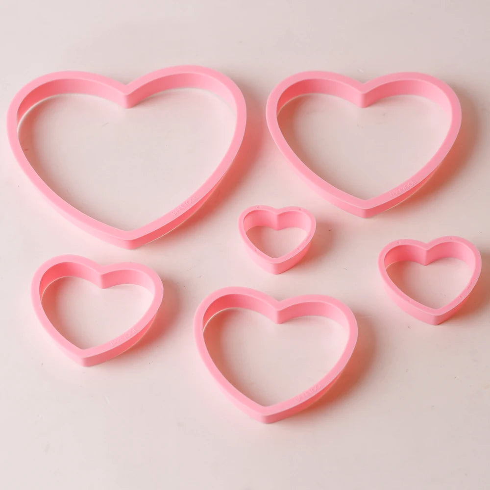 Pink Heart Star Flower Cookie Cutter Molds – Baking Set