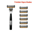 Men's 6-Layer Stainless Steel Safety Razor Set & Replacement Head