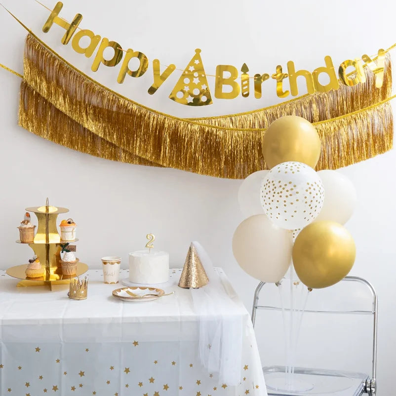 1.5m Metallic Foil Fringe Tassel Banner – Party Wall Decoration