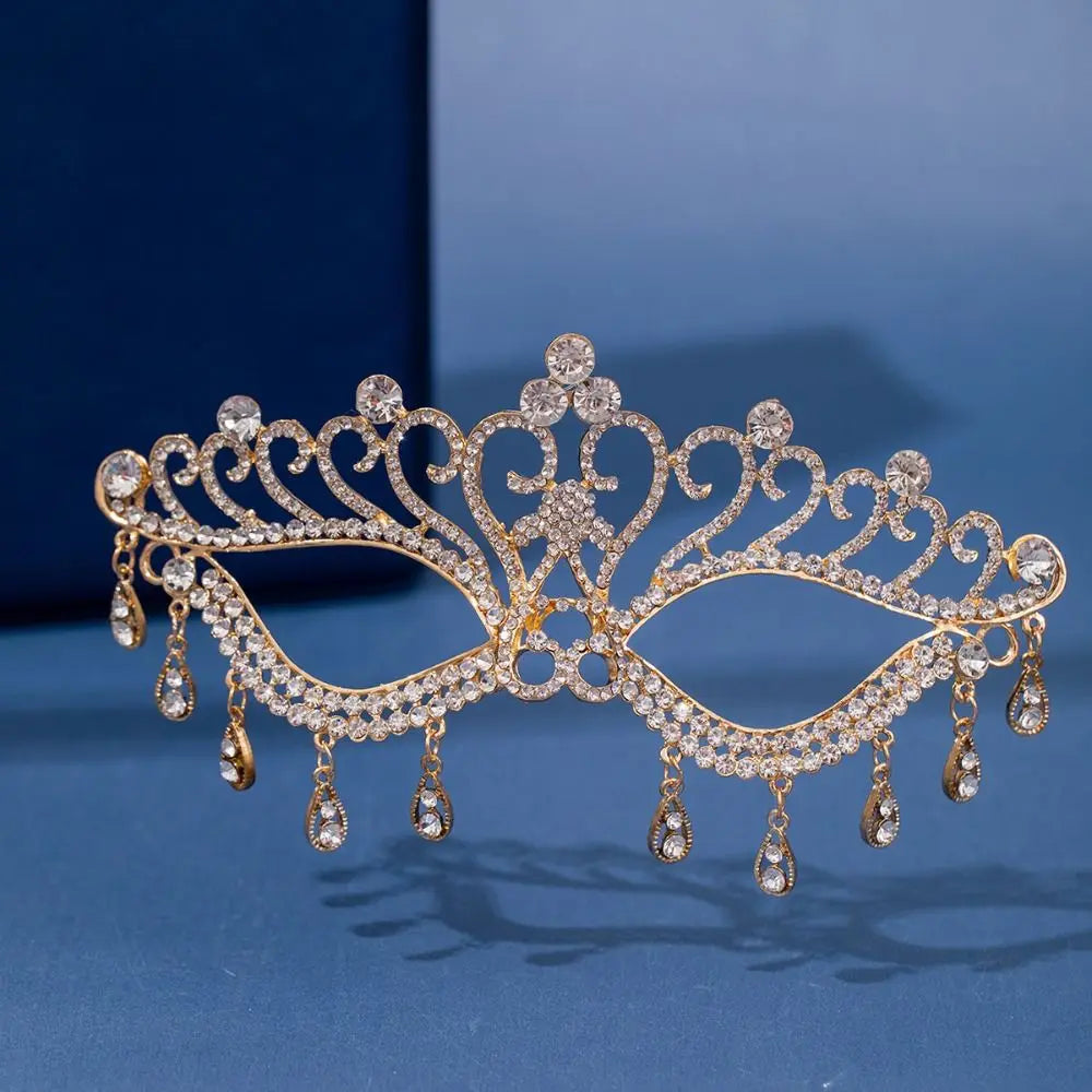 Luxury Rhinestone Masquerade Half Face Mask for Women