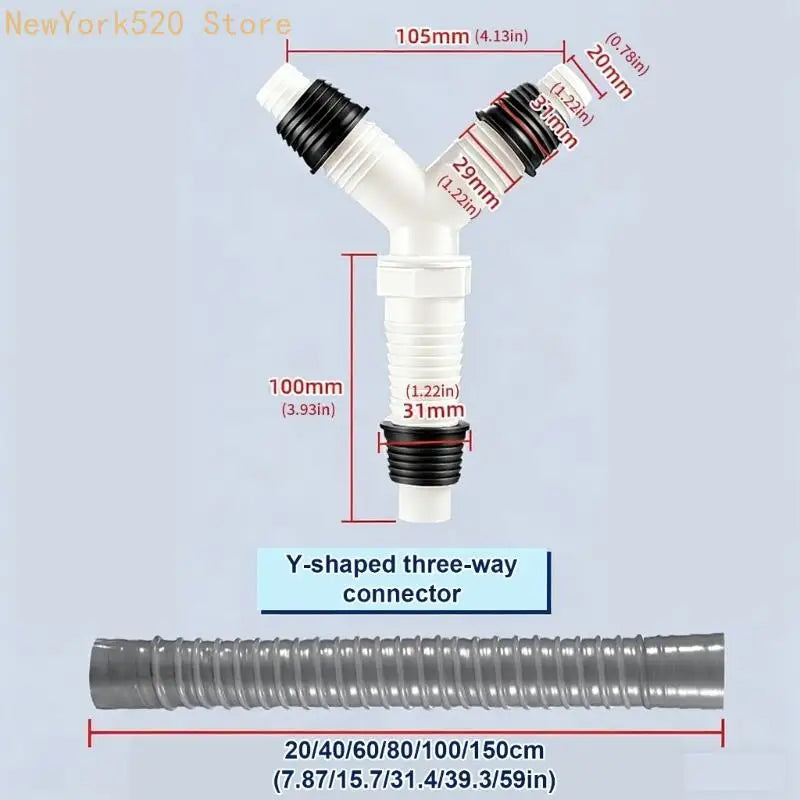 Y-Type 3-Way Washing Machine Drain Hose Adapter | Tee Connector