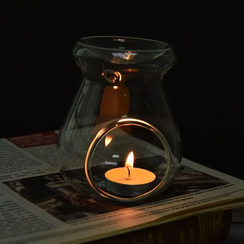 Nordic Crystal Glass Candlestick Holder & Aroma Oil Burner