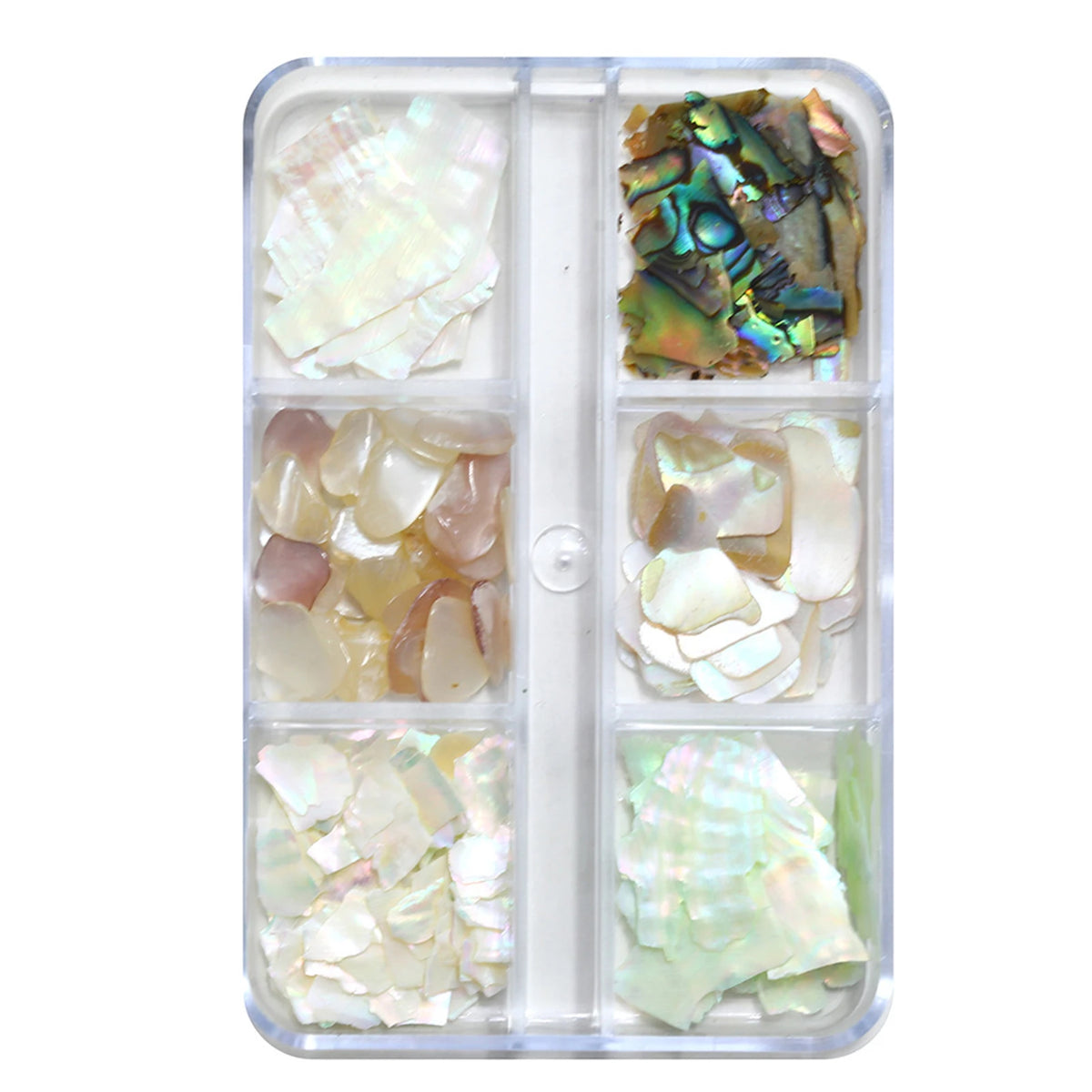 6-Grid Abalone Shell Nail Art Iridescent Pearl Flakes Manicure Set