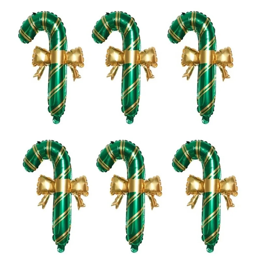 6-Pack Christmas Candy Cane Foil Balloons – Red & Green