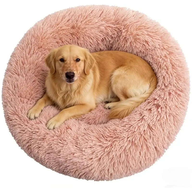 VIBE Plush Round Machine-Washable Pet Bed – Warm Dog Cat Bed