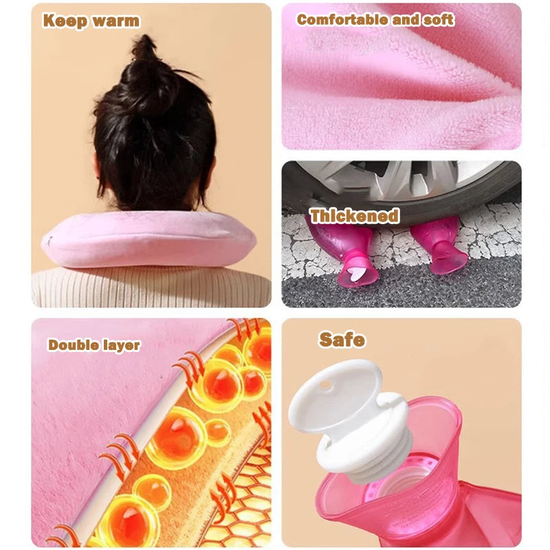 U-Shape Plush Neck Hot Water Bottle 2000ml – Warm & Cool Compress