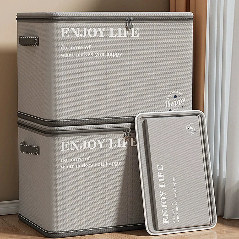 Foldable Large Capacity Clothes Storage Box with Lid | Hard Shell