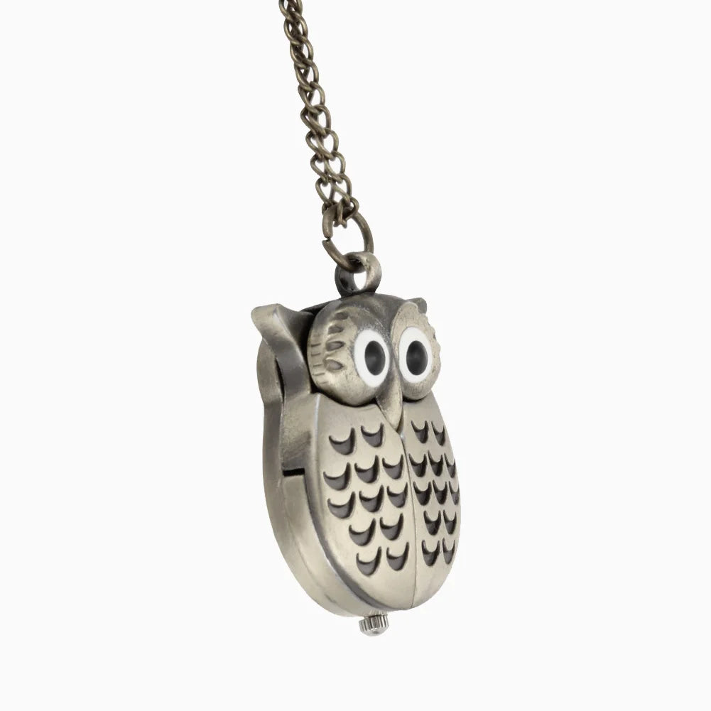 Vintage Owl Pocket Watch Necklace – Unisex Retro Pendant