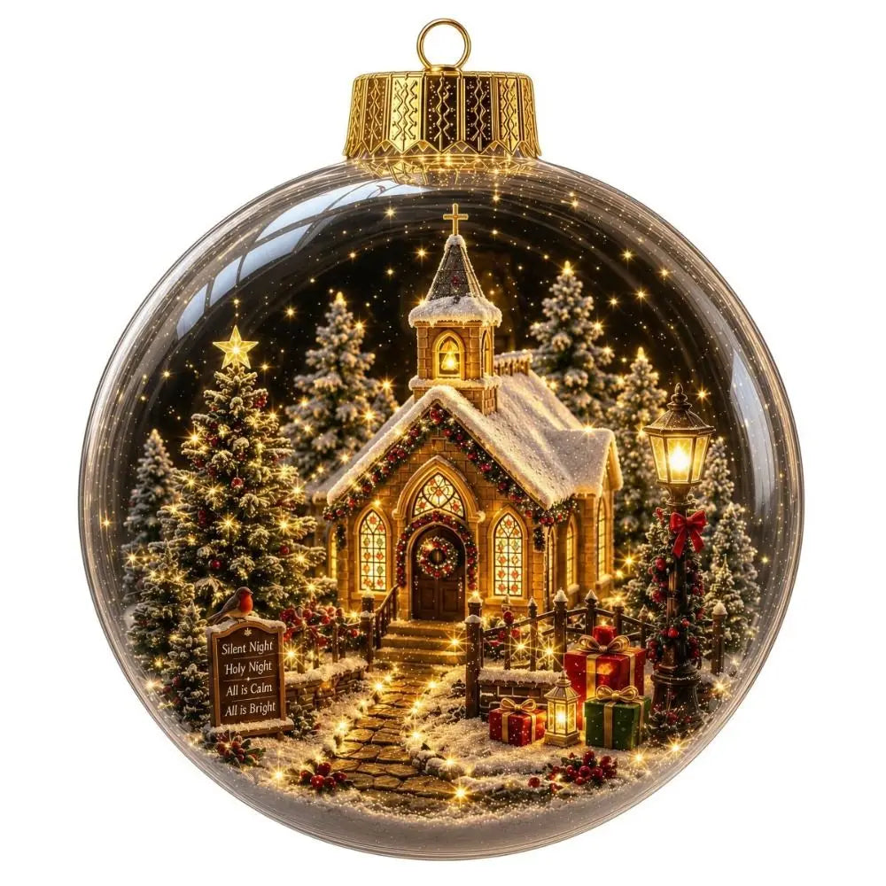 Light-Up Acrylic Christmas Ball Ornament – Santa Claus