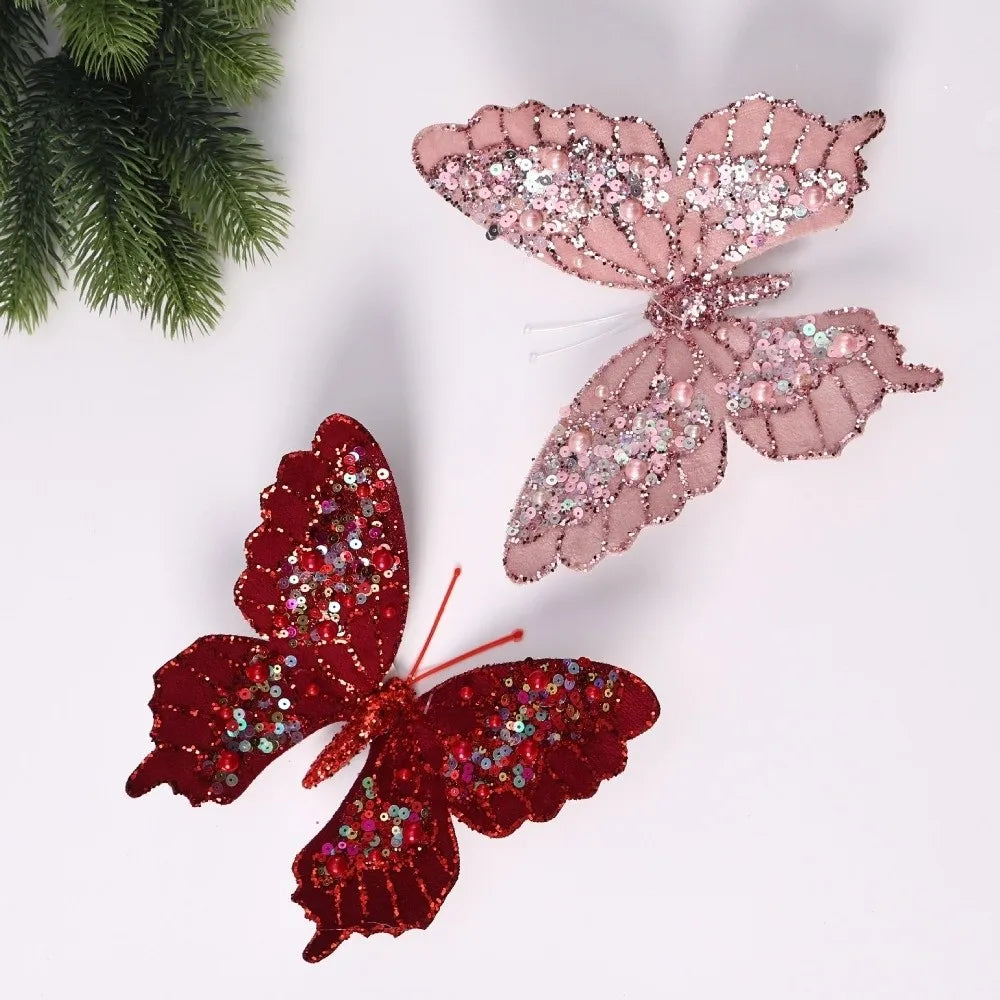 Glitter Butterfly Christmas Tree Ornament – Sequin Pendant