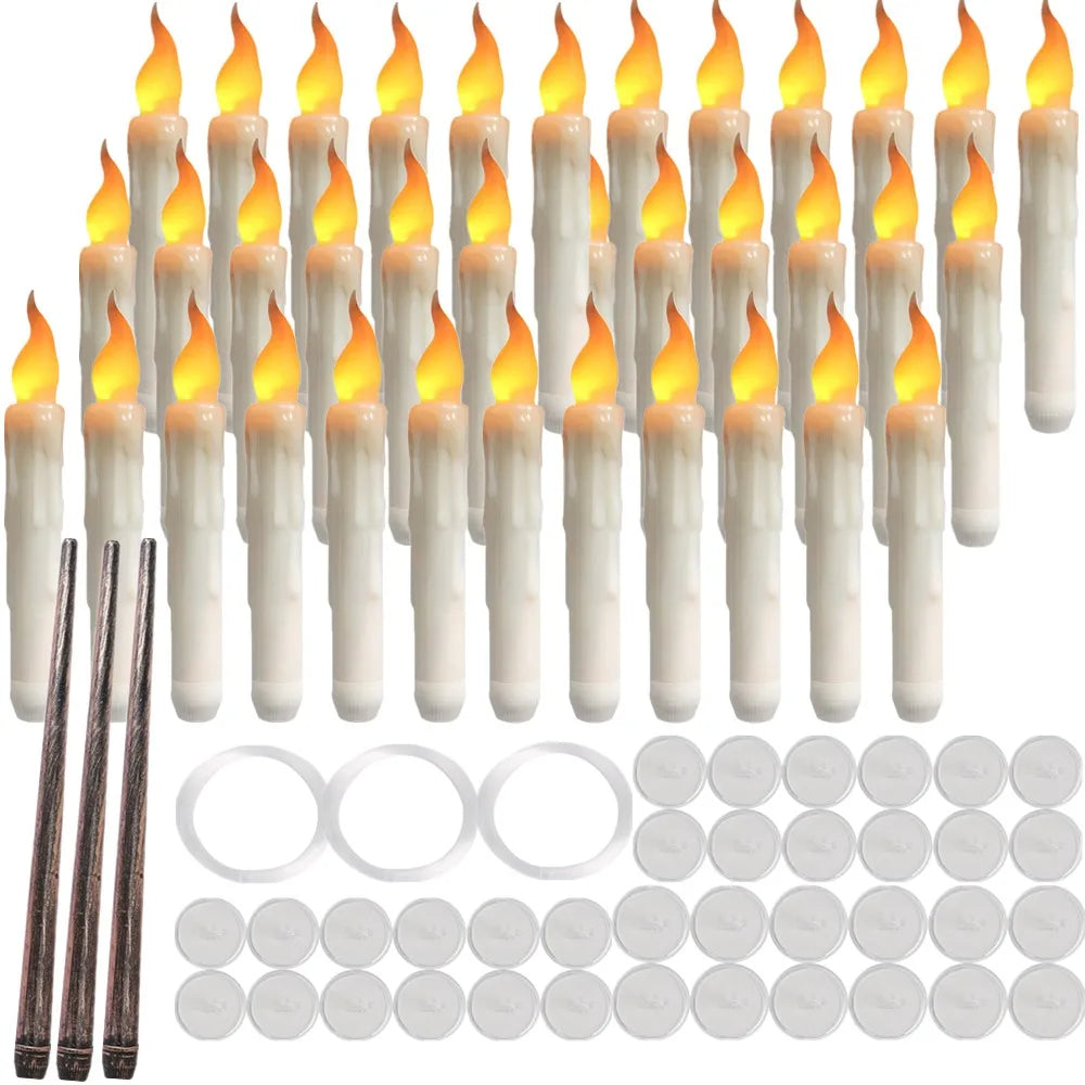 Floating Flameless LED Taper Candles with Magic Wand Remote