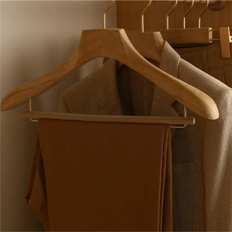 Wide Shoulder Wooden Suit Hanger – Non-Slip Seamless Adult