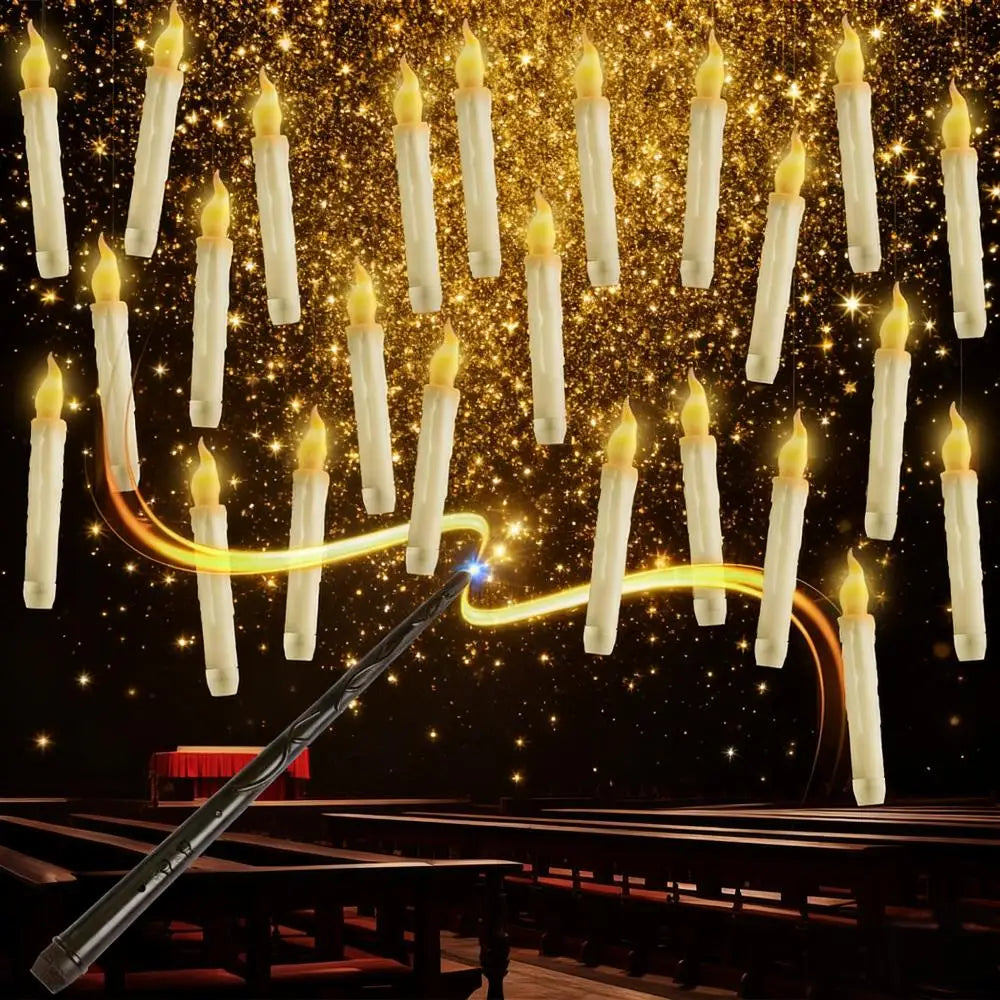Floating Flameless LED Taper Candles with Magic Wand Remote