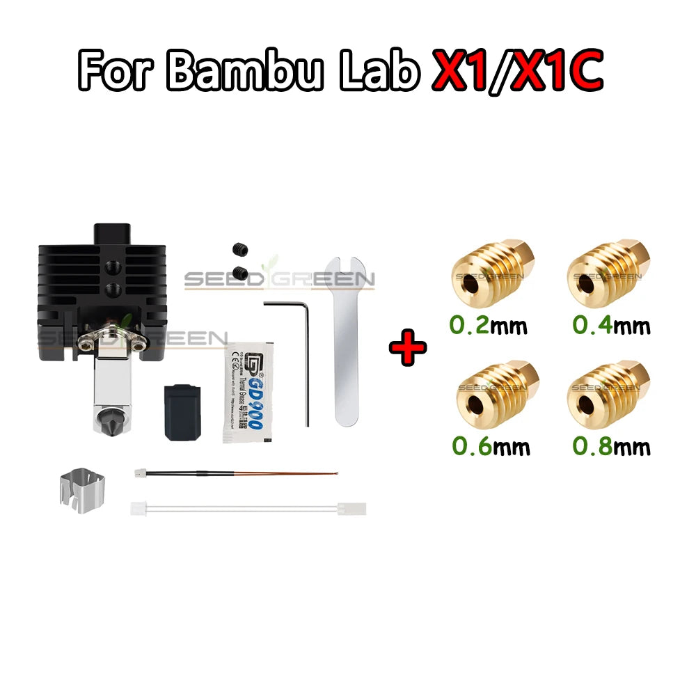 Sprouture Lab Hardened Brass Hotend Nozzle for Bambu Lab P1P P1S X1