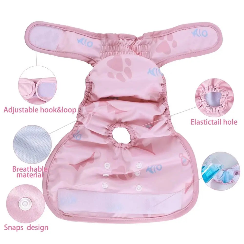 Reusable Leak-Proof Dog Diaper – Adjustable Washable Puppy Nappy