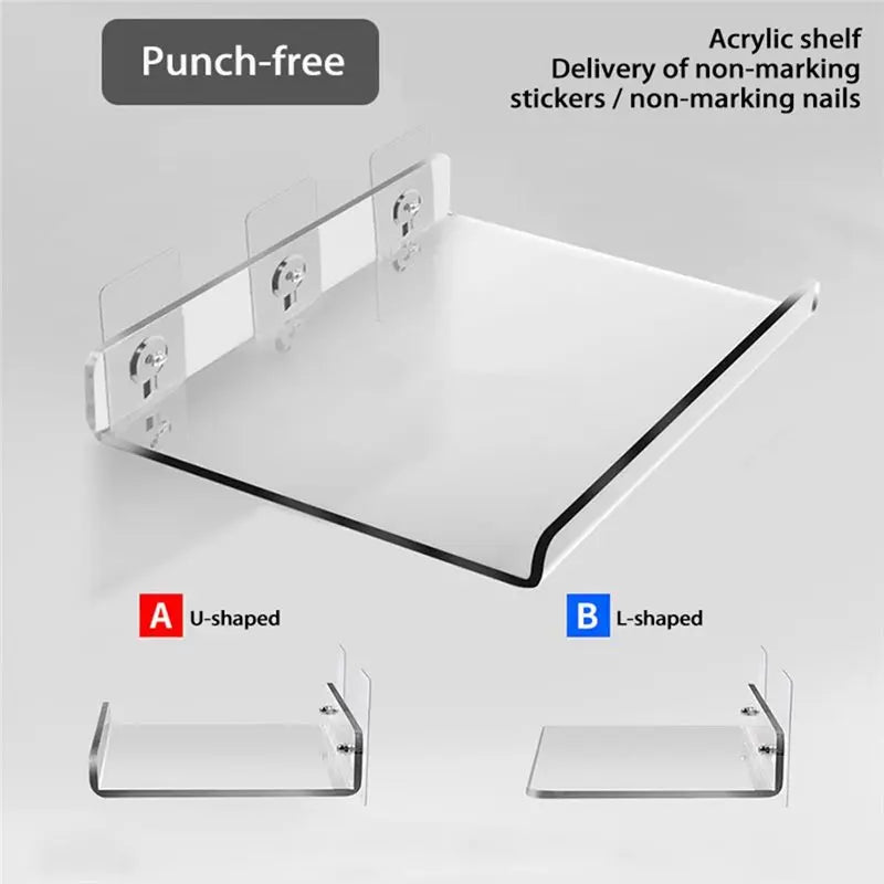 Wall-Mounted Self Adhesive Acrylic Shelf 30×10cm – No Drill