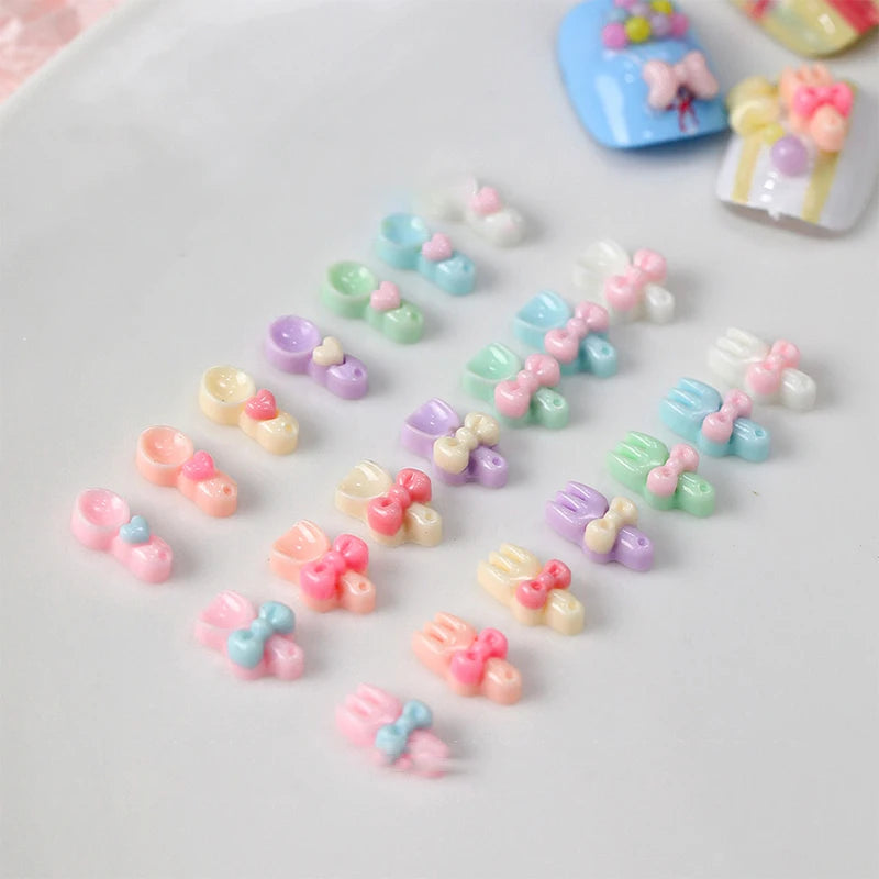50 Pcs 3D Cartoon Resin Nail Charms – Tableware DIY Nail Art