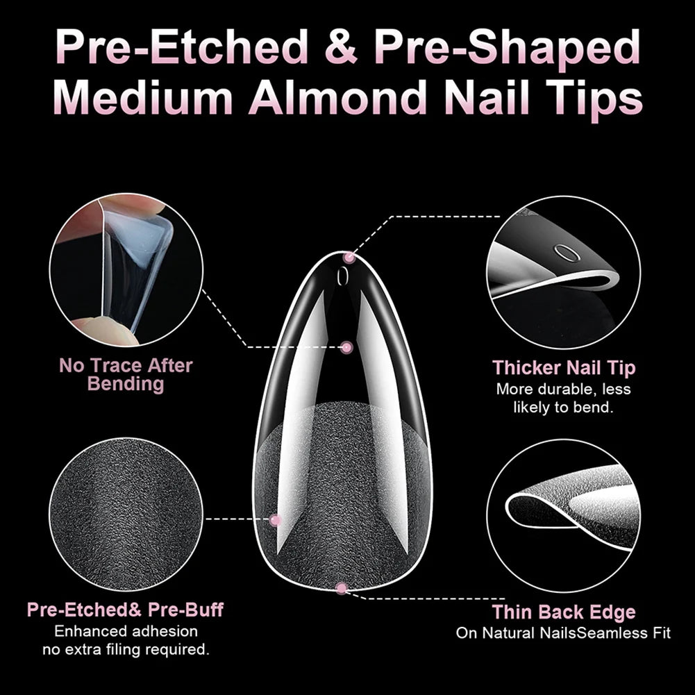 480pcs Clear Soft Gel Nail Tips – Full Coverage Extensions