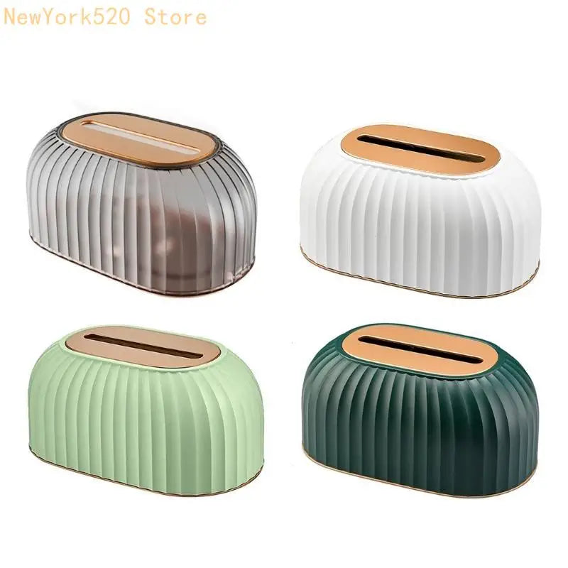 Striped Tissue Box Holder | Modern Plastic Napkin Dispenser